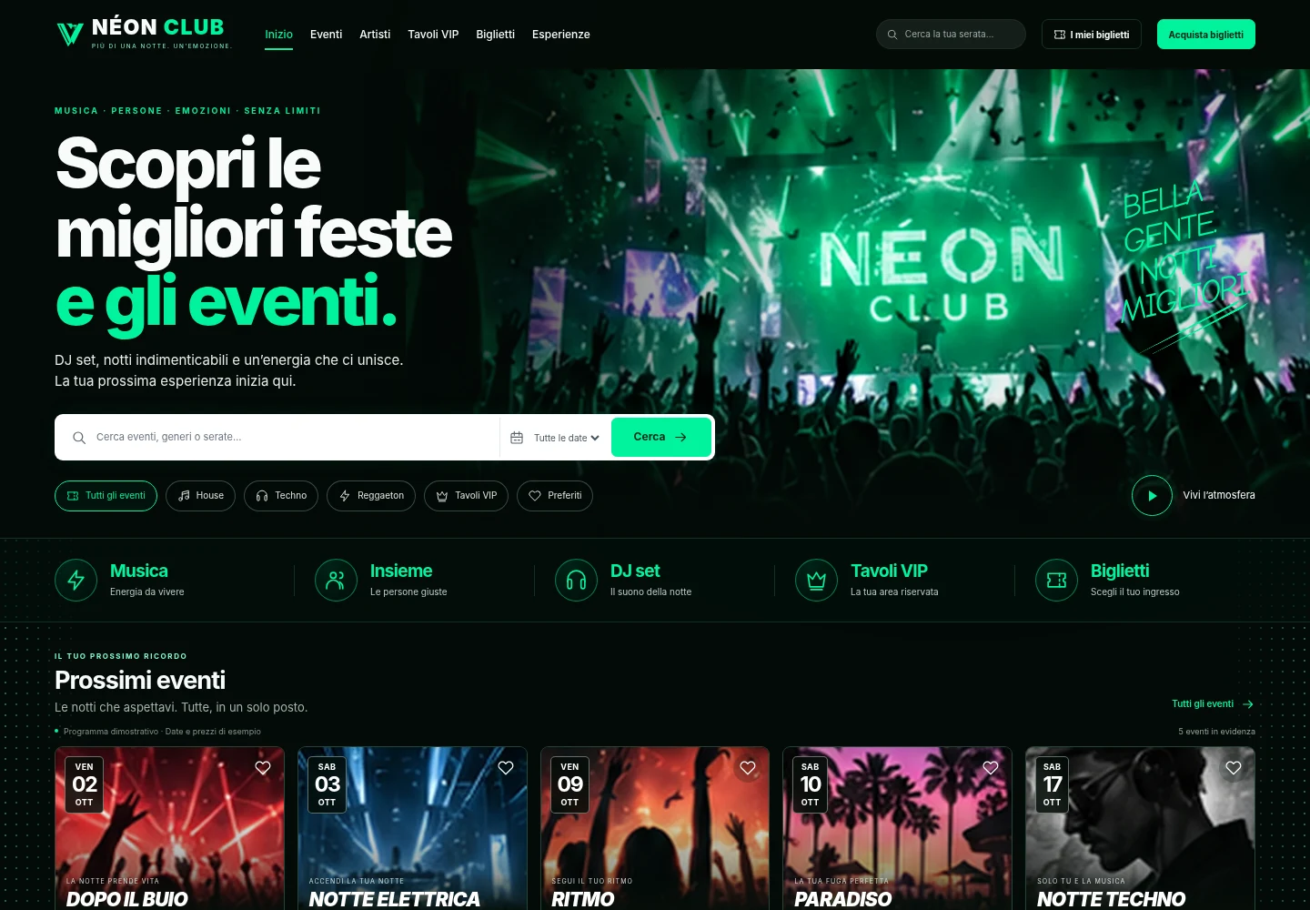 NÉON CLUB: actual desktop template preview